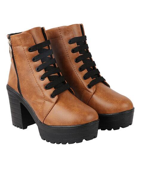 Buy Tan Boots for Women by Shoetopia 
