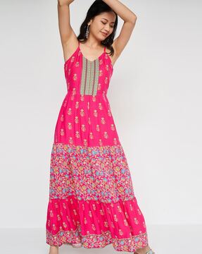 Global desi maroon deals maxi dress