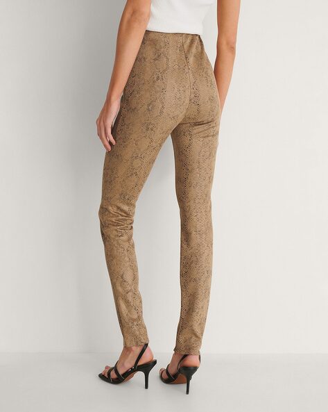 Petite Stone Snake Print Flared Trousers  PrettyLittleThing