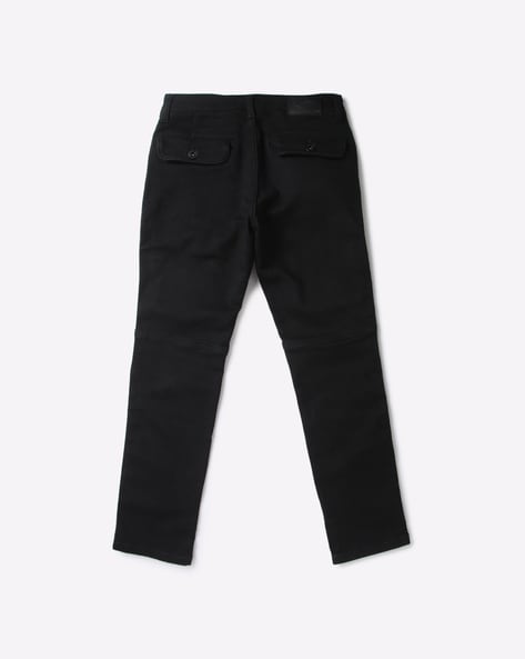 Plain 4 Way Lycra Fabric Casual Trousers Black