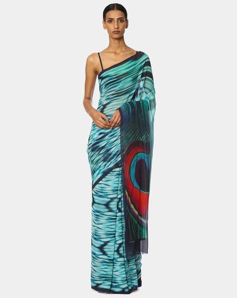 SATYA PAUL Printed Saree with Contrast Pallu