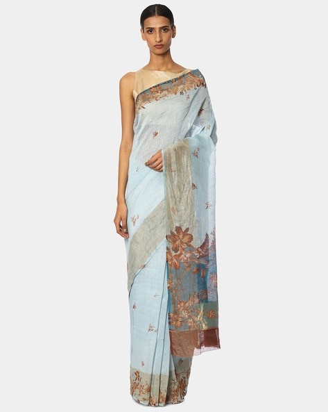 Buy Blue Crepe Embellished Peacock Old World Printed Saree For Women by Satya  Paul Online at Aza Fashions.