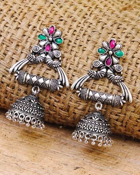 Buy SilverToned  Pink Earrings for Women by Crunchy Fashion Online   Ajiocom