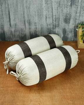 Set of 2 Colourblock Jute Bolster Covers 15" x 30"-image-32