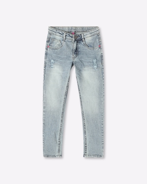 612 League Girls Mid-Wash Distressed Jeans