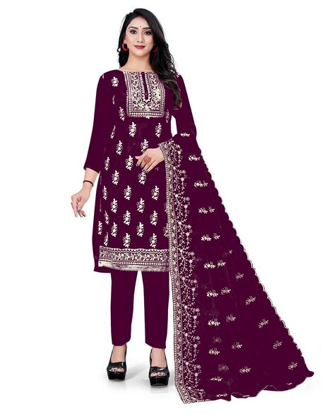 Embellished 3-piece Dress Material Price in India