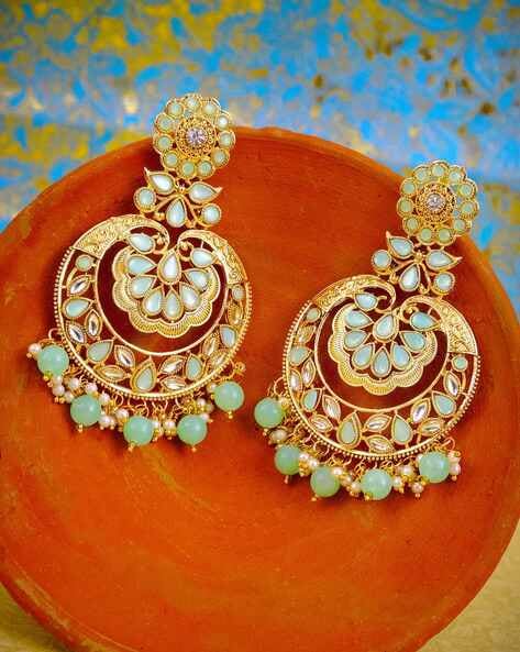 Baby Pink Jhumka Earrings for Lehenga Choli by FashionCrab® - FashionCrab.us