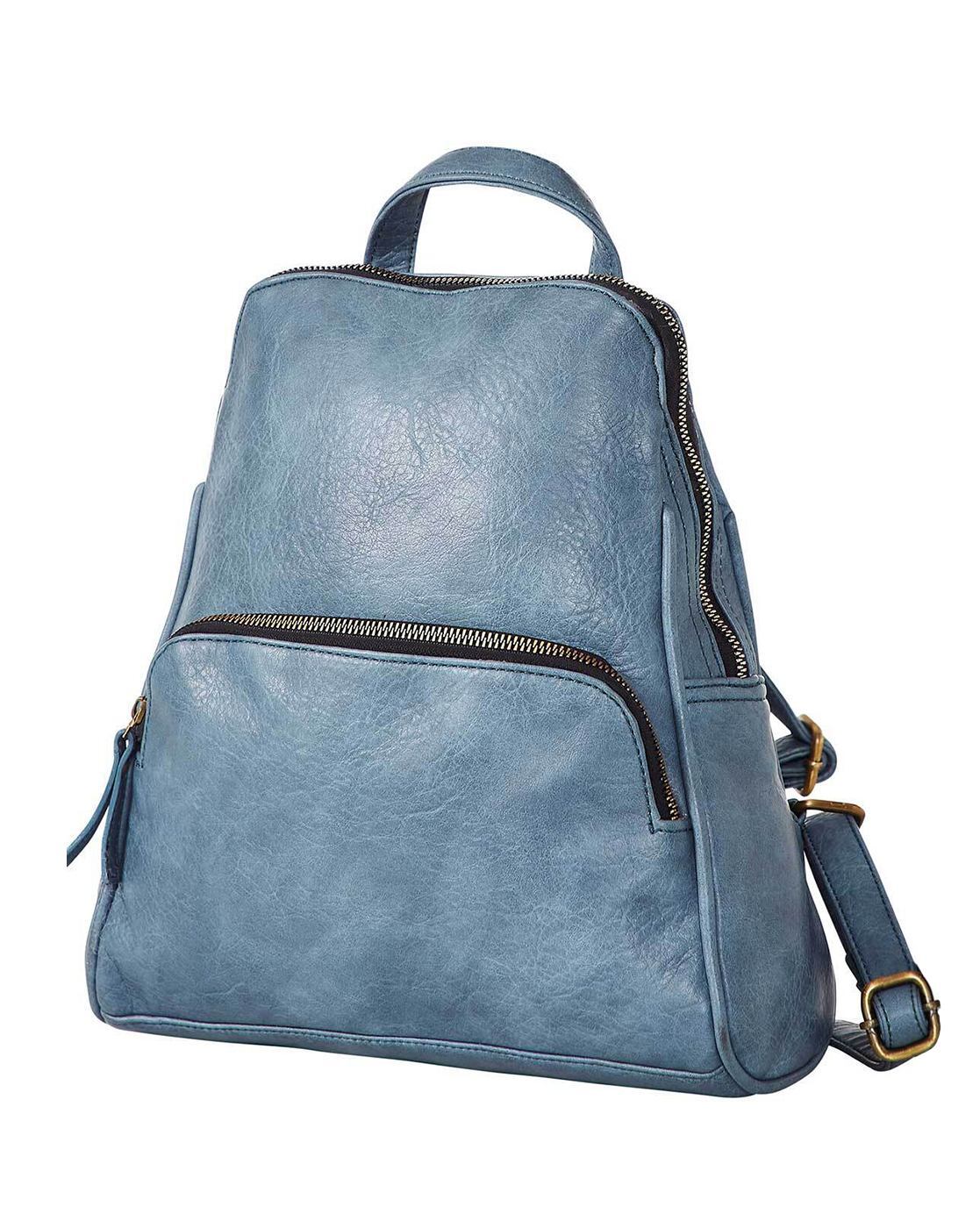 McKLEIN ARCHES 11.5 in. Aqua Blue Top Grain Cowhide Leather Bow Backpack  99728 - The Home Depot