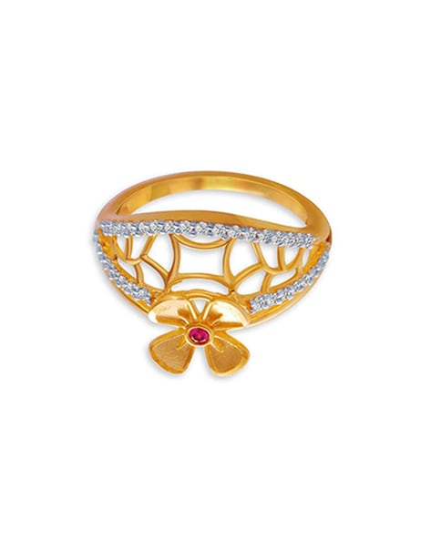 P. C. Chandra Jewellers 18 KT Yellow Gold and Diamond Ring for Women :  Amazon.in: Fashion