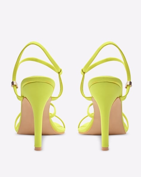 neon green strappy heels