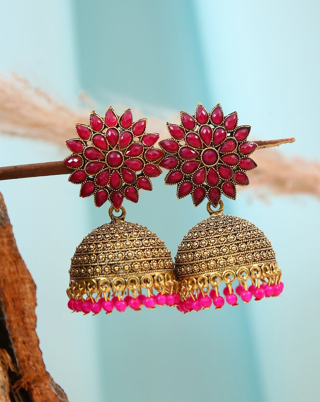 Buy Antique Gold Plated Sana Jhumka Earrings | Tarinika - Tarinika India