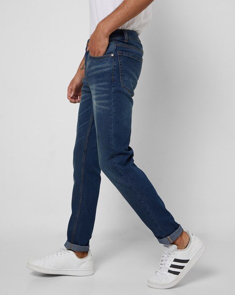 STRAIGHT FIT JEANS - Mid-blue