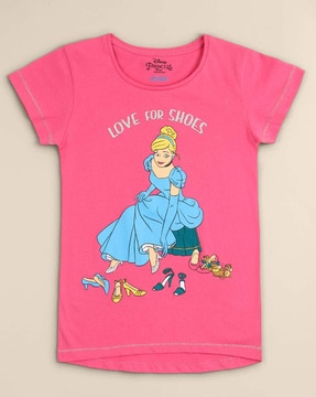 Cinderella Print Round- Neck T-shirt