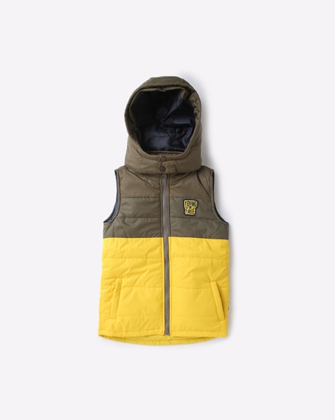 Buy Spyby Boys Half-Sleeved Yellow and Navy Puff Jacket at Amazon.in