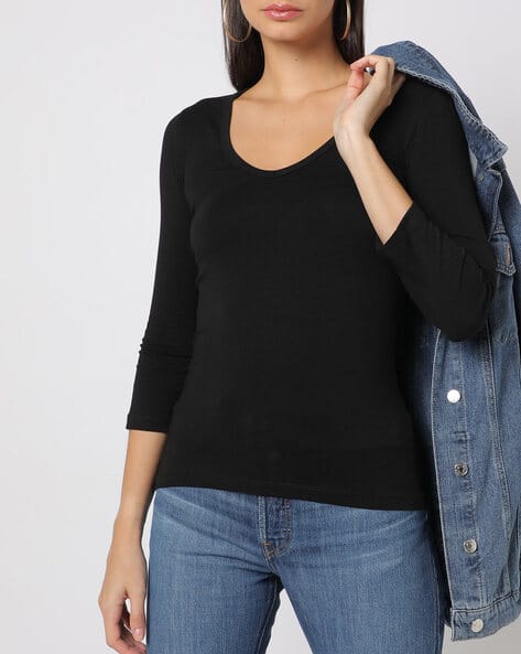Buy Black Tshirts for Women by PIAZZA ITALIA Online