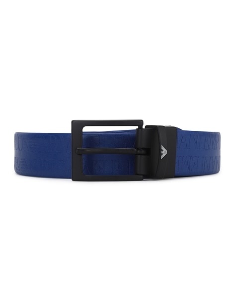 Buy EMPORIO ARMANI Frame Style Logo Buckle Belt Blue Color Men