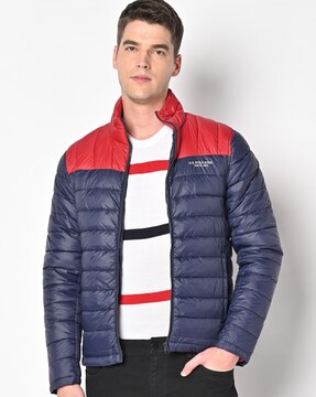 mens hoodless puffer jacket