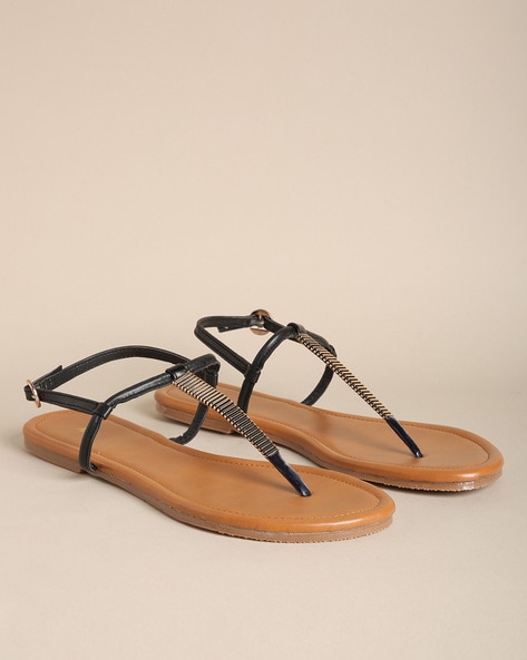 Buy Black Flat Sandals for Women by Selfiee Online | Ajio.com