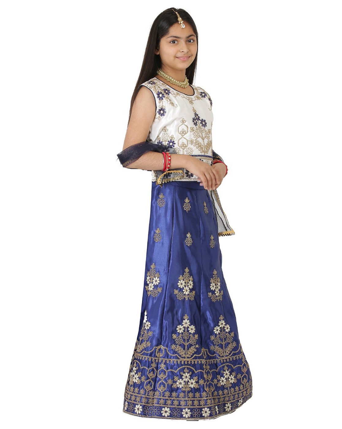 Buy Aparejar Girls Blue Embroidered Velvet Lehenga With Choli And Dupatta  (8 - 9 Years) Online at Best Prices in India - JioMart.