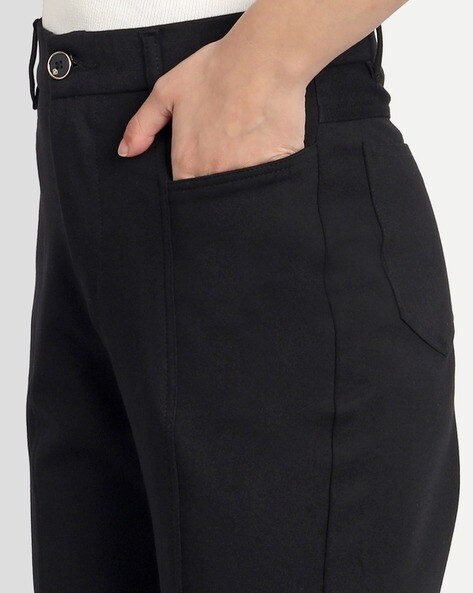 Broadstar High Rise Wide Leg Trousers For Women (Black, 28)