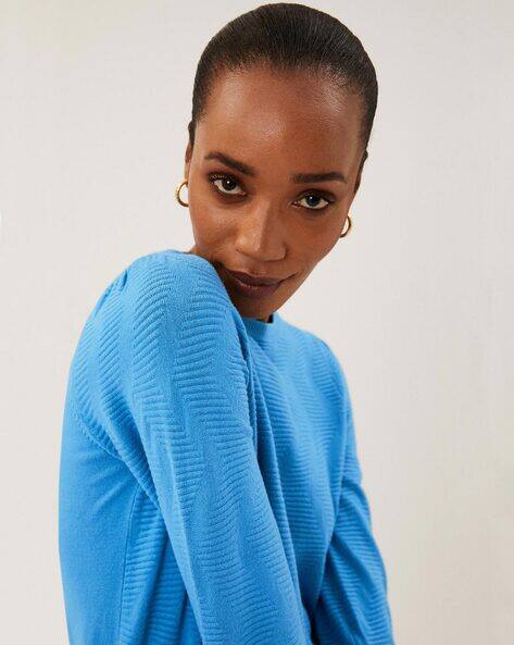 Marks & Spencer Textured Crew-Neck Blouson Sleeve Jumper