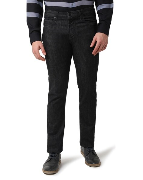 Buy EMPORIO ARMANI Stone-Wash Regular Fit Jeans | Black Color Men | AJIO  LUXE