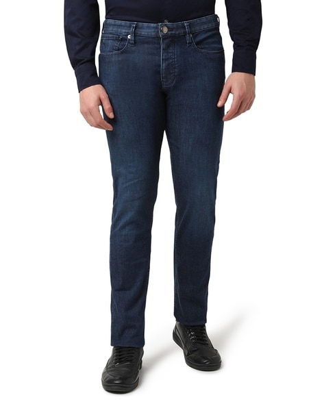 Buy EMPORIO ARMANI Stone Wash Regular Fit Jeans Indigo Blue