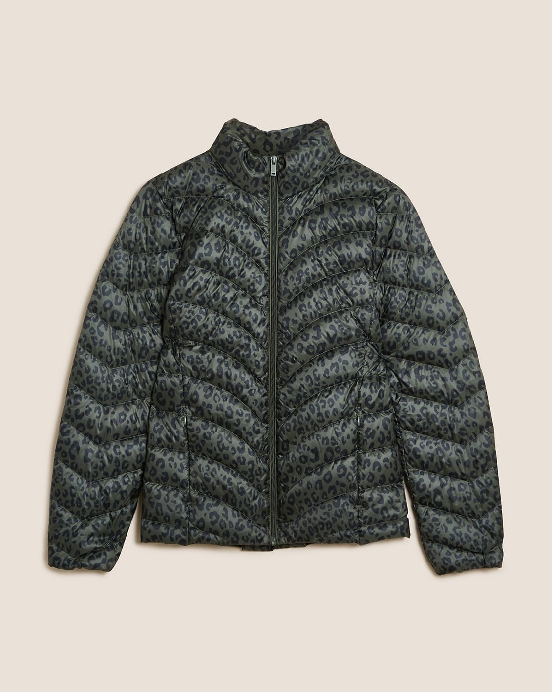 Feather & Down Animal Print Puffer Jacket