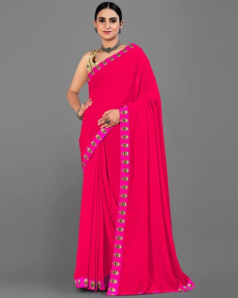 Pink Plain Satin Silk Handloom Banarasi Saree - Sacred Weaves