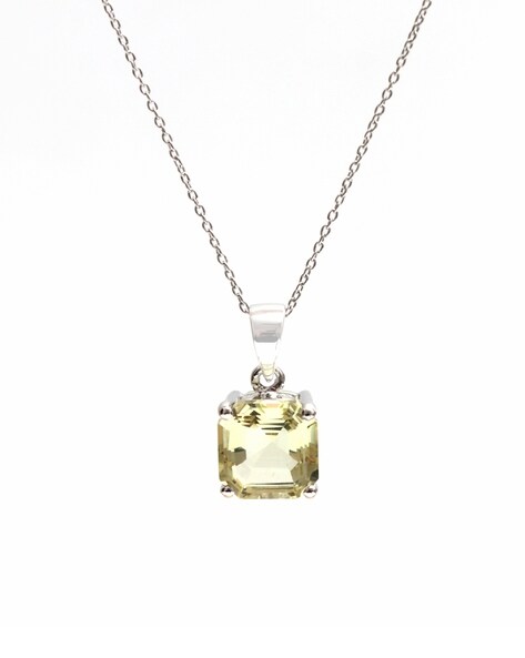 14K Yellow Gold Oval Citrine and Diamond Necklace