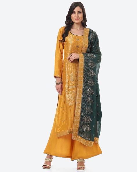 Embroidered Unstitched Dress Material Price in India