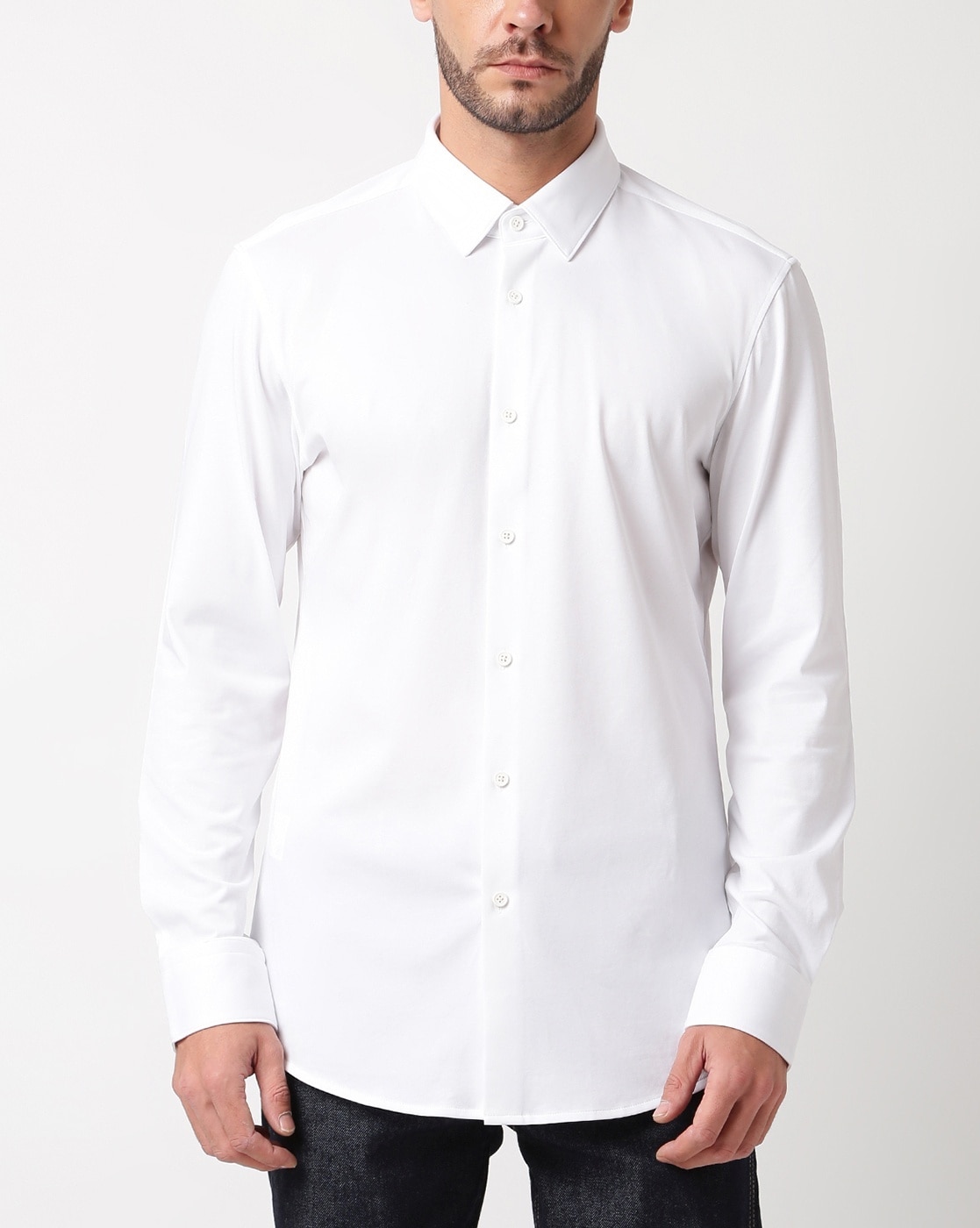 Buy BOSS Super-Flex Shirt with Cut-Away Collar, White Color Men