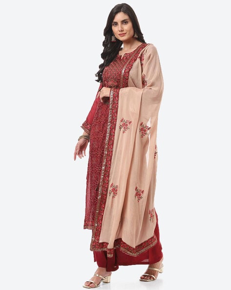 Embroidered Unstitched Dress Material Price in India