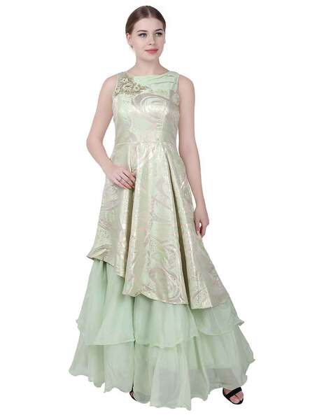 party wear boat neck gown