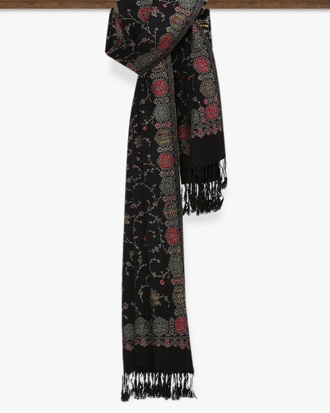 Floral Print Stole with Fringed Hem Price in India