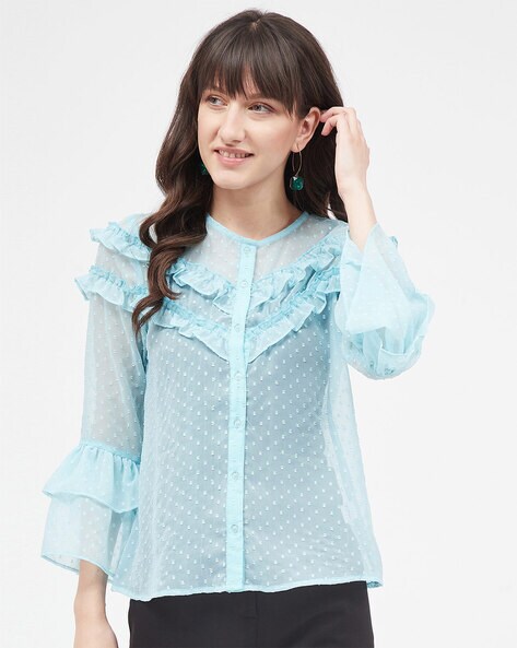Buy Blue Tops for Women by PRETILLY Online