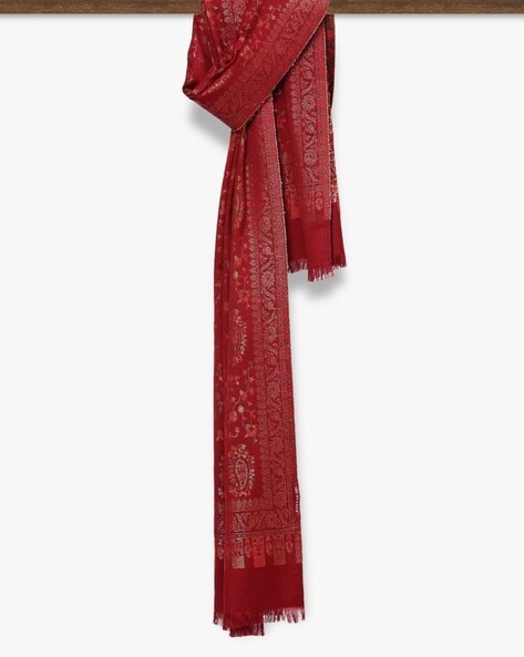 Paisley Print Stole with Frayed Hem Price in India