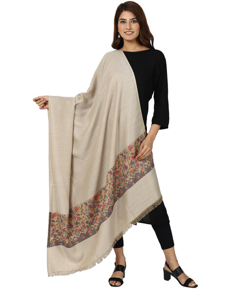 Striped Shawl with Frayed Hem Price in India