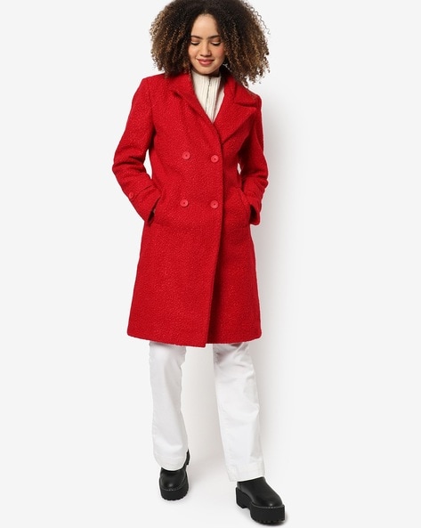 Red Notched Collar Red Suit For Women With Single Buckle For Women