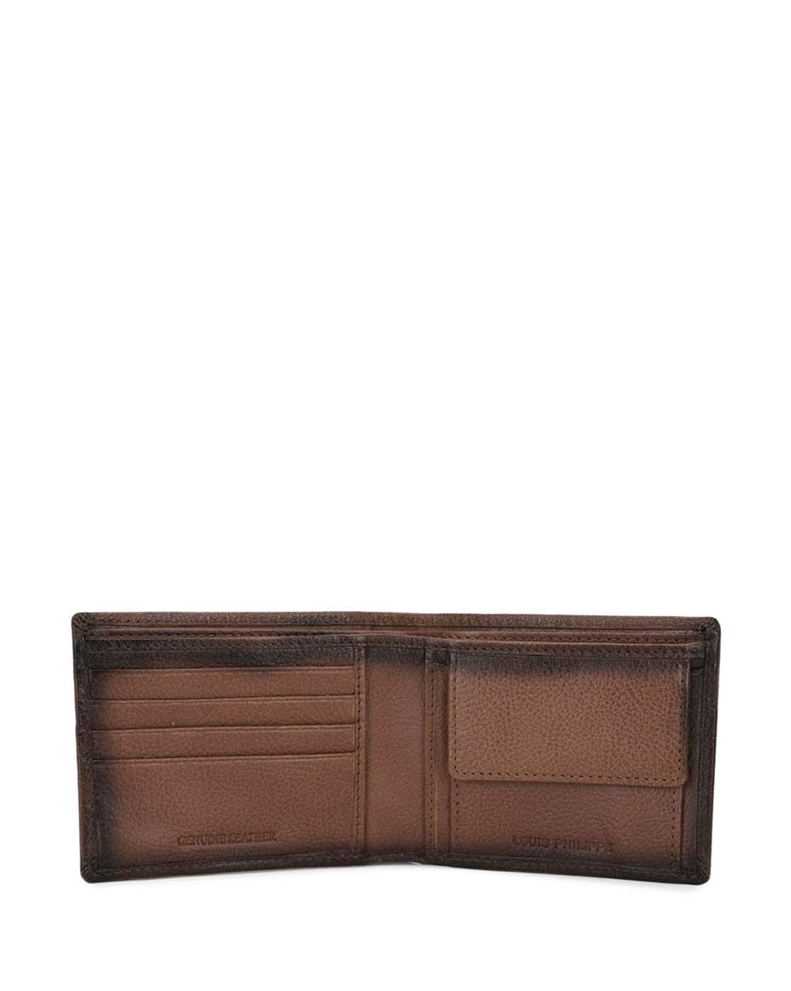 Buy Men Brown Textured Genuine Leather Wallet Online - 666682 | Louis  Philippe