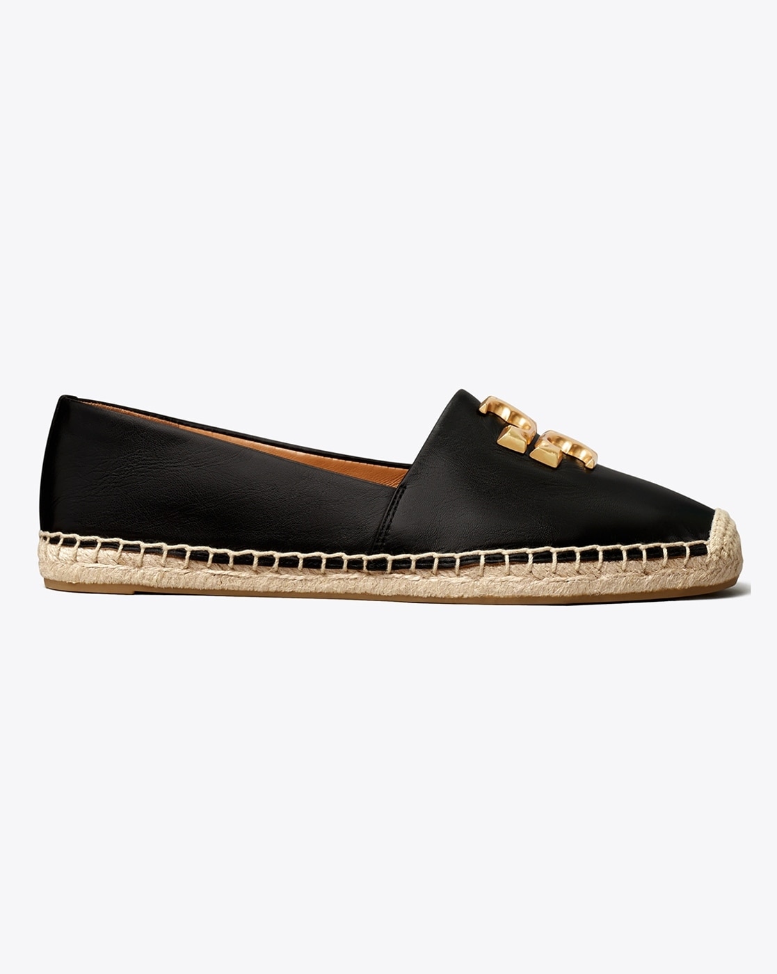 Eleanor Leather Espadrilles in Black - Tory Burch