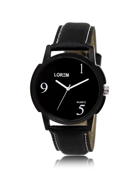 LOREM Leather Strap analogue round dial men wrist watch | purble.in