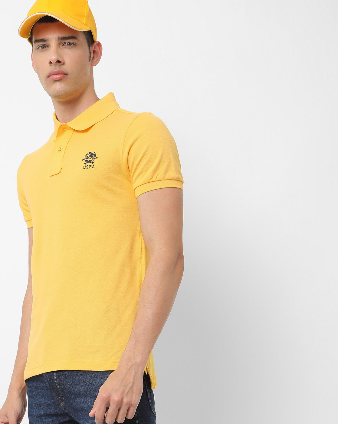 Dark yellow polo shirt best sale