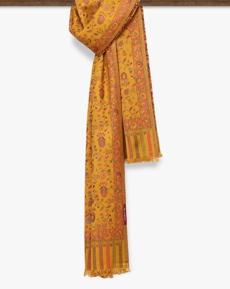 Floral Print Stole with Frayed Hem Price in India