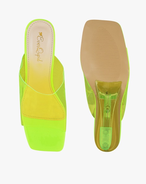 Buy Neon Green Heeled Sandals for Women by Everqupid Online Ajio