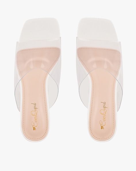 Transparent Slip On Heeled Sandals