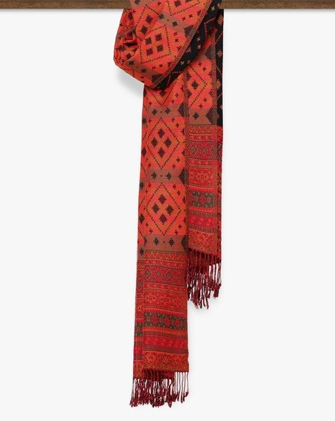 Geometric Print Stole with Fringed Hem Price in India
