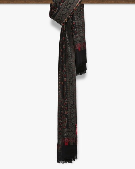 Paisley Print Stole with Frayed Hem Price in India