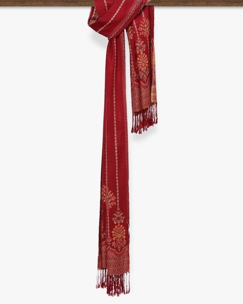 Embroidered Stole with Fringed Hem Price in India