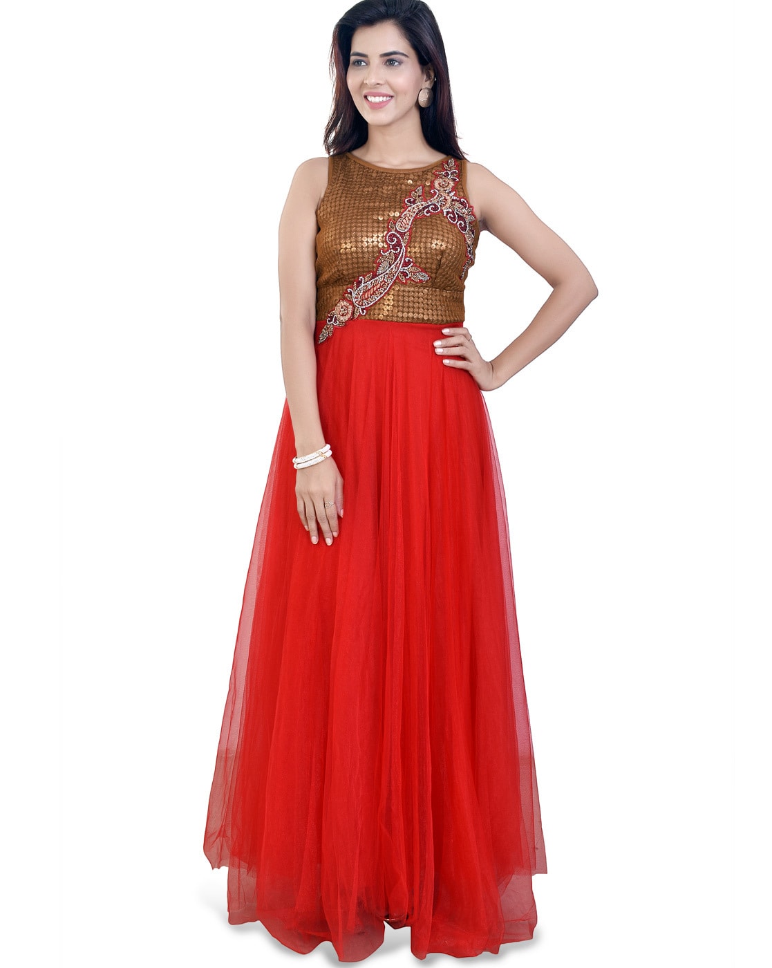 Red Women South Indian Silk Gown at Rs 799 in Surat | ID: 2852391213055